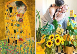 Releitura de O beijo - Gustav Klimt - Fonte: tussenkunstenquarantaine - Via Mistérios do Mundo