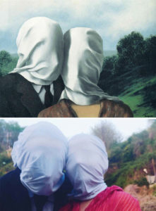 Releitura de Os amantes - René Magritte - Fonte: isaintheworld - Via Mistérios do Mundo