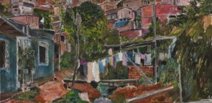 Detalhe da acrílica sobre tela Favela Villa Broncos (Brasil) - Fonte: Uol Entretenimento