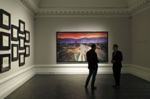 Quadro de Bob Dylan em exposição, Londres - Foto de Adrian Dennis/AFP - Fonte: G1